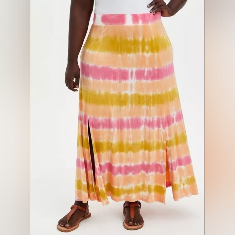 Torrid Sherbert Colors Maxi jersey side slit Skirt Super Soft 3x NWT